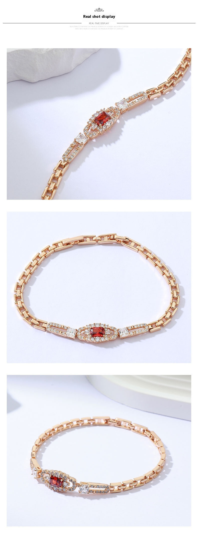 Copper Inlaid Zircon Bracelet European and American Style Brilliant Fire Color High-end Light Luxury Bracelet for Women Horseshoe Buckle Inlaid Diamond Bracelet