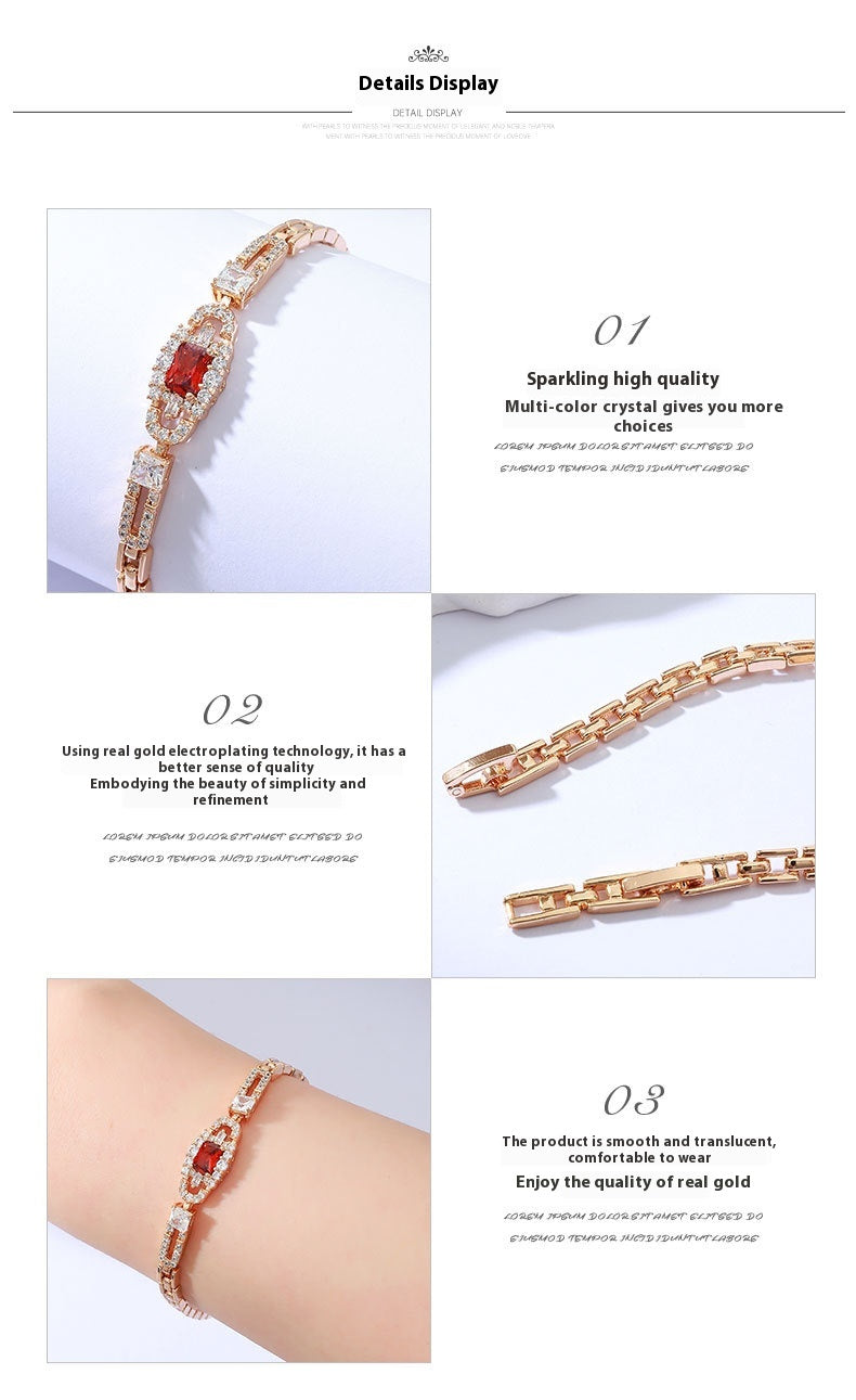 Copper Inlaid Zircon Bracelet European and American Style Brilliant Fire Color High-end Light Luxury Bracelet for Women Horseshoe Buckle Inlaid Diamond Bracelet