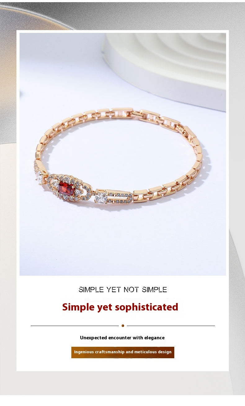 Copper Inlaid Zircon Bracelet European and American Style Brilliant Fire Color High-end Light Luxury Bracelet for Women Horseshoe Buckle Inlaid Diamond Bracelet