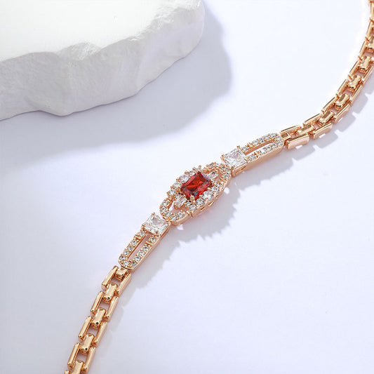 Copper Inlaid Zircon Bracelet European and American Style Brilliant Fire Color High-end Light Luxury Bracelet for Women Horseshoe Buckle Inlaid Diamond Bracelet