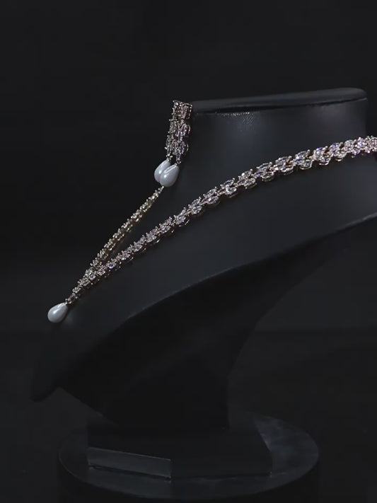 Light Luxury Zircon Pearl Pendant Necklace for Women, Luxurious European and American Style, Suitable for Formal Occasions and Social Events ins Wind Earrings Set Wholesale